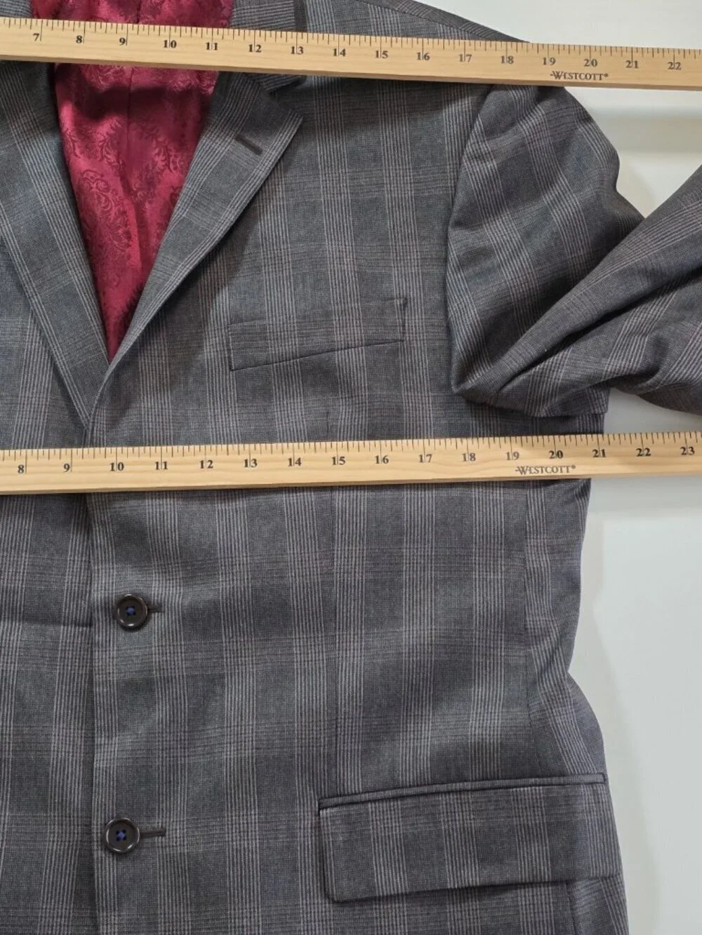 Sand Wool 100s Blazer Mens 52 L Gray Plaid Lined Single Breasted 2B Reda Fabric